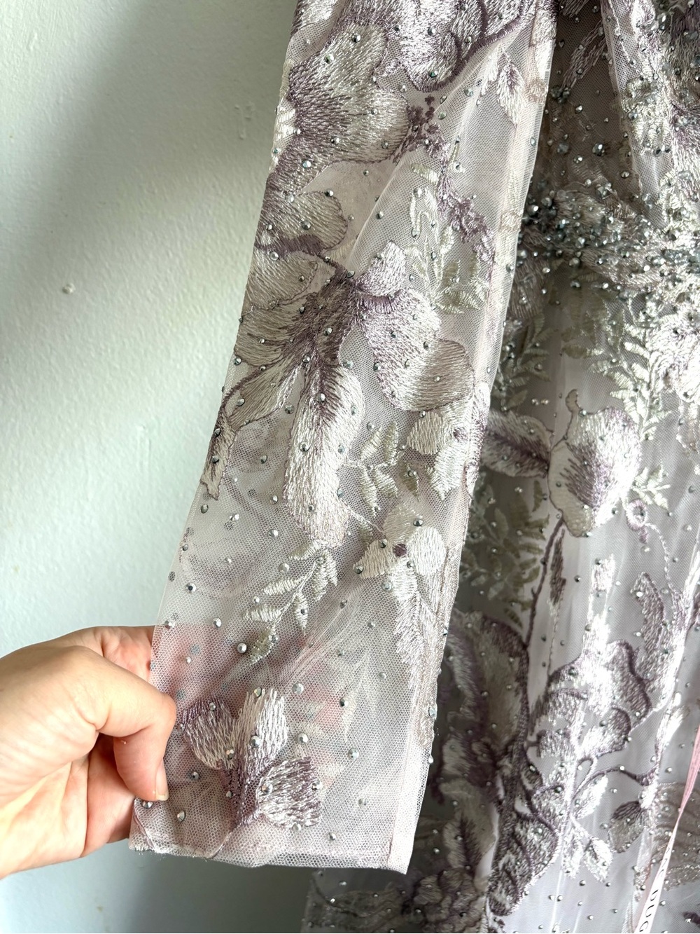Mac Duggal 20214 Long Sleeve Formal Evening Dress in Vintage Lilac size 8 - Picture 5 of 12